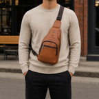 Sacoche Bandoulière Poitrine Cuir Camel – TORVEN