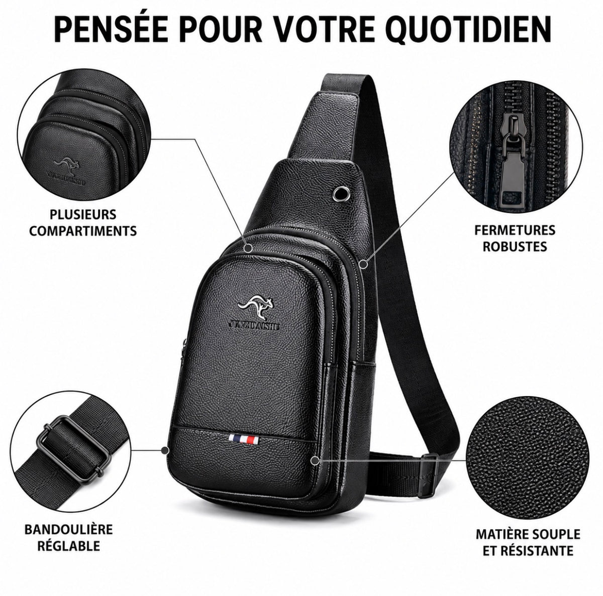 Sacoche Bandoulière en Cuir Poitrine – MARLOW