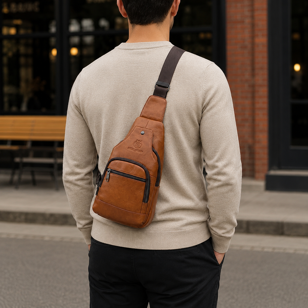 Sacoche Bandoulière Poitrine Cuir Camel – TORVEN
