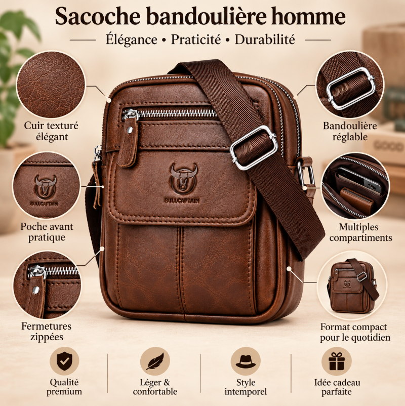 Sacoche Bandoulière en Cuir – Léon