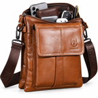 Sacoche Bandoulière Homme en Cuir de vache -  Cognac – Élégante & Spacieuse
