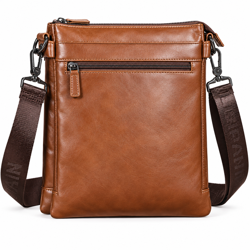Sacoche Bandoulière Homme en Cuir de vache -  Cognac – Élégante & Spacieuse