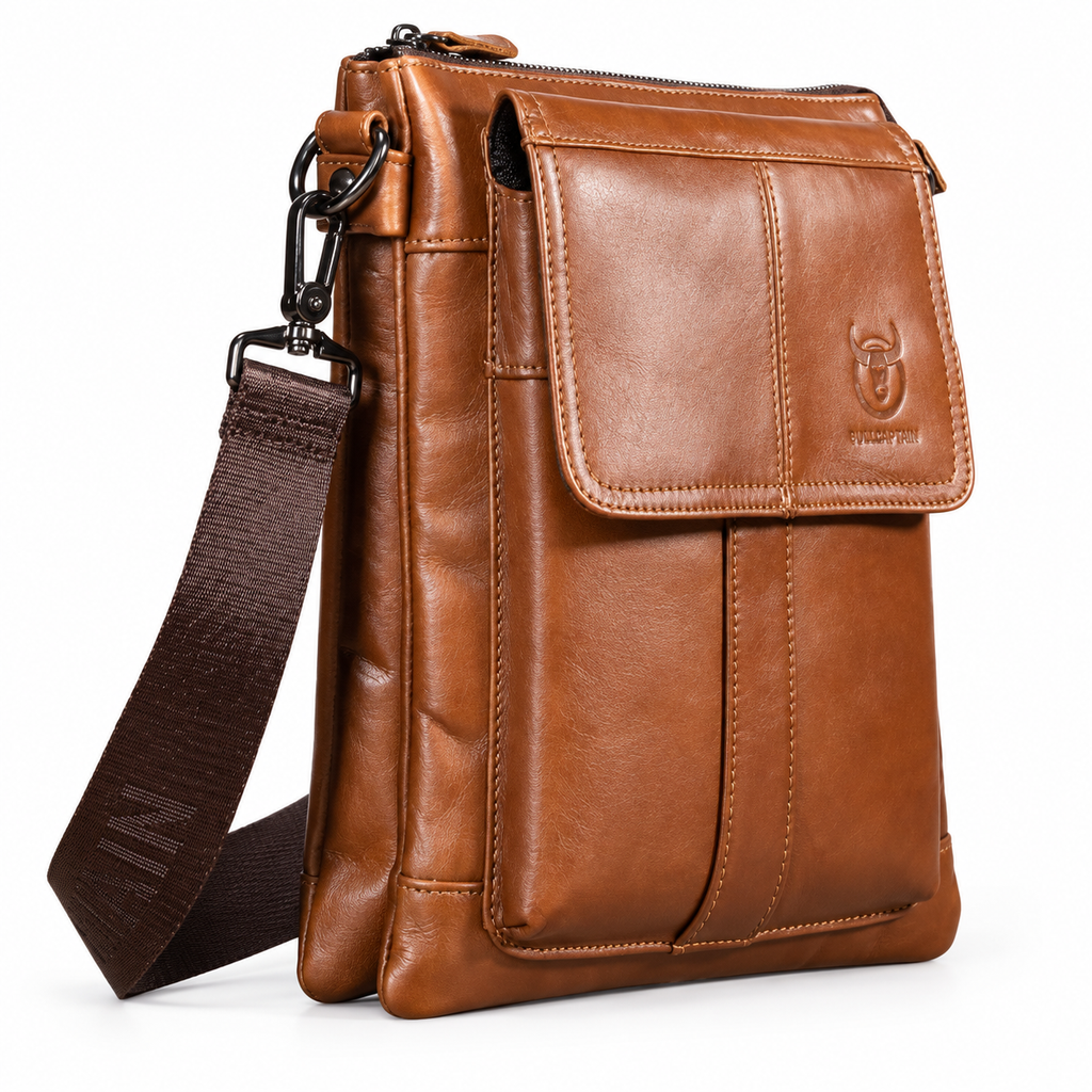 Sacoche Bandoulière Homme en Cuir de vache -  Cognac – Élégante & Spacieuse