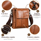 Sacoche Bandoulière Homme en Cuir de vache -  Cognac – Élégante & Spacieuse