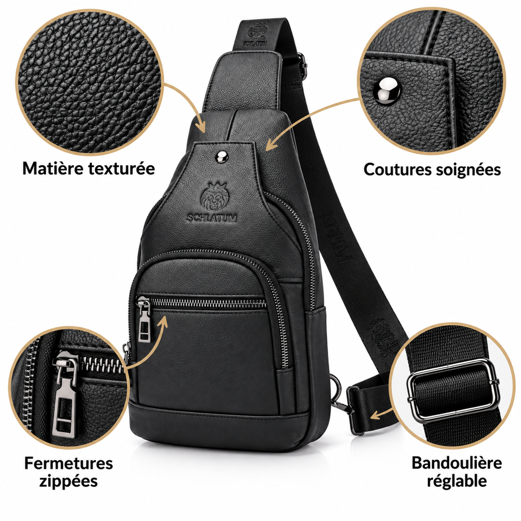 Sacoche Bandoulière en Cuir  Noir – TORVEN