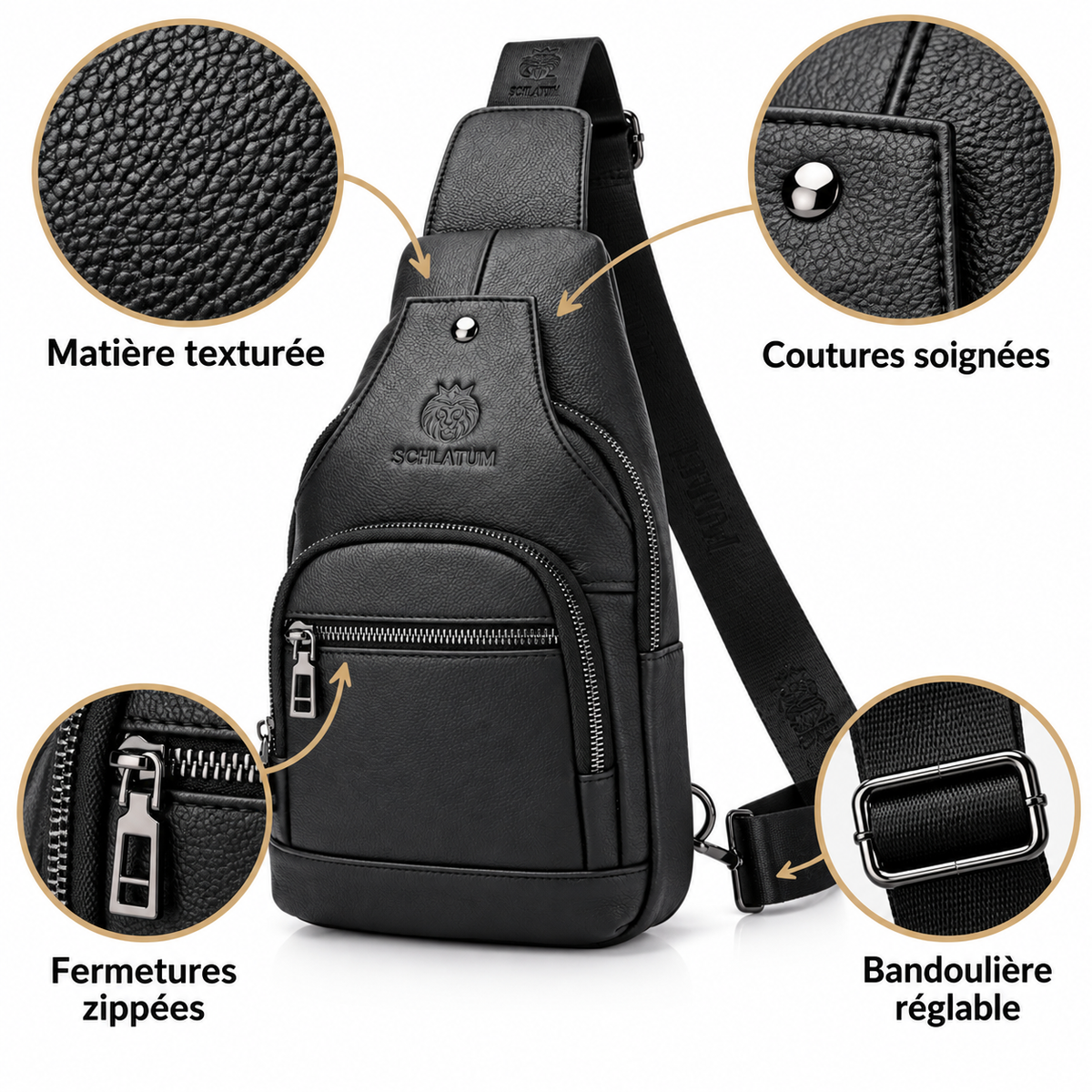 Sacoche Bandoulière en Cuir  Noir – TORVEN