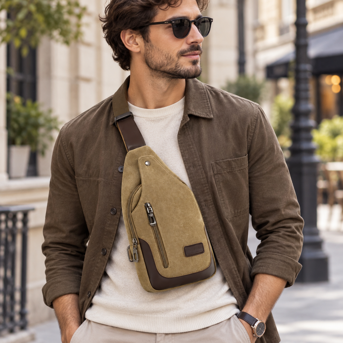 sacoche bandoulière homme en toile- Madrid