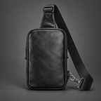 Sacoche bandoulière homme en cuir noir – Compacte et élégante