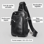 Sacoche bandoulière homme en cuir noir – Compacte et élégante