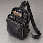 Sacoche bandoulière homme en cuir noir – Compacte et élégante