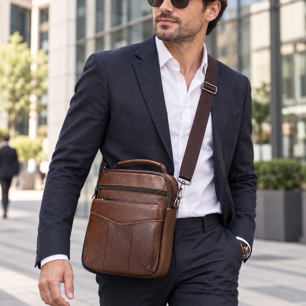 Sacoche bandoulière homme pour le travail en cuir - Bad boy