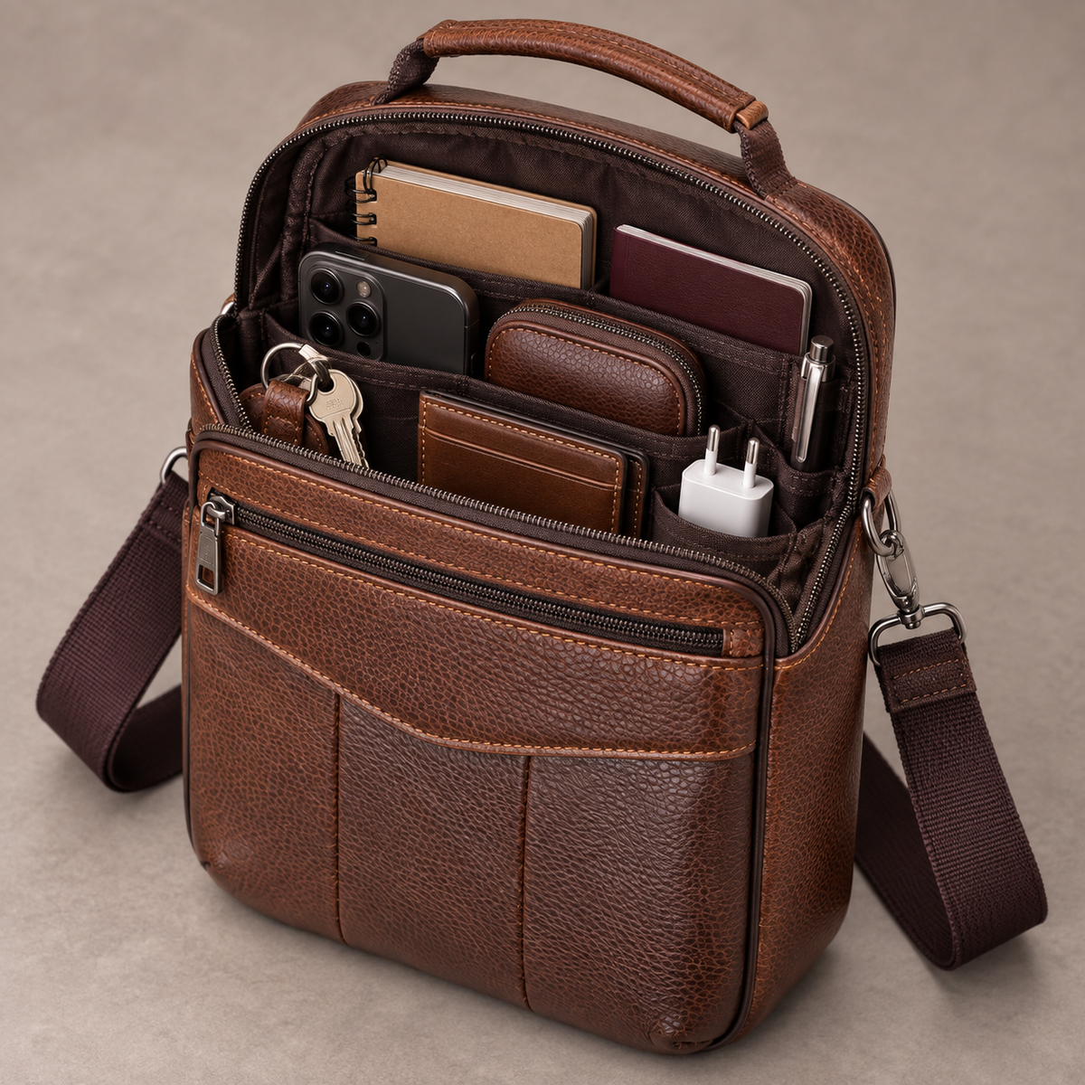 Sacoche bandoulière homme pour le travail en cuir - Bad boy