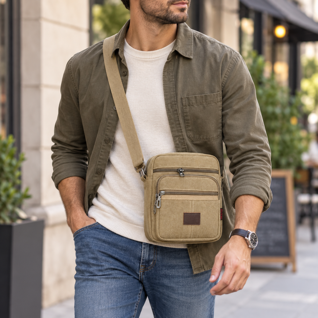 Sacoche bandoulière homme en toile – Légère et fonctionnelle