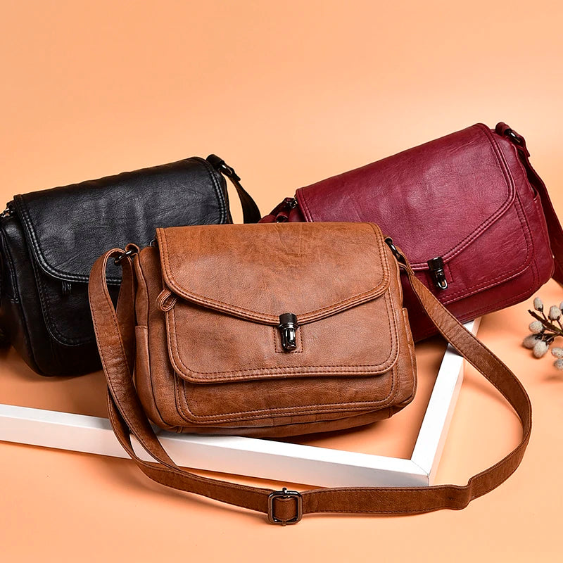 Vintage Soft Leather Femmels' Shoulder Bags Luxury Handbags Women's Packet New Designer Small Crossbody Bag 2024 Sac a Femme
