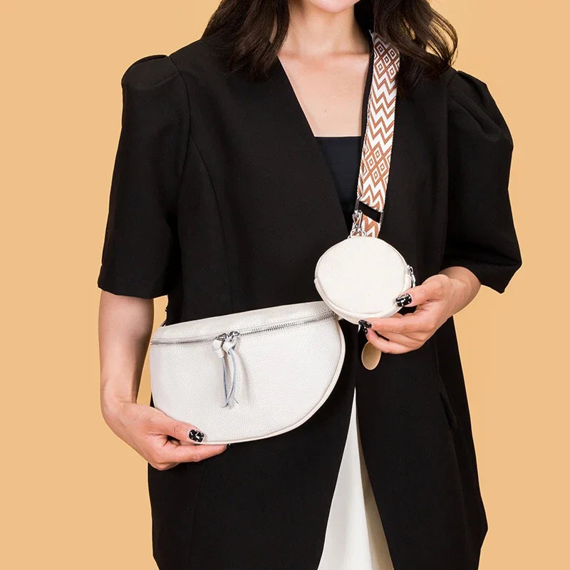 Sacoche Bandoulière Femme en Cuir Véritable avec Pochette | ÉLISE