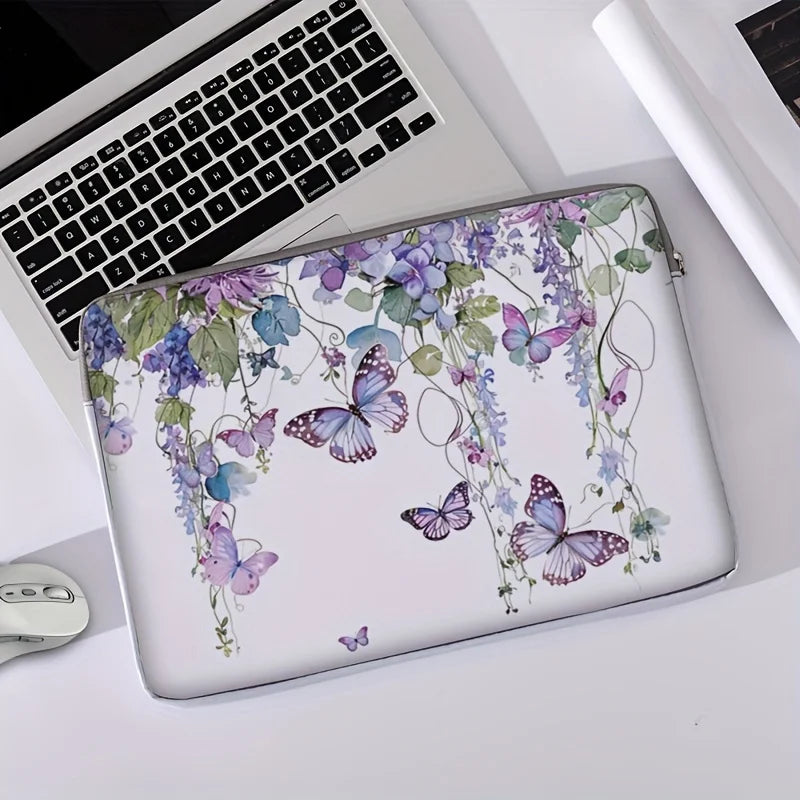 Sacoche Ordinateur Femme Motif Papillons Floral - VIOLETTE