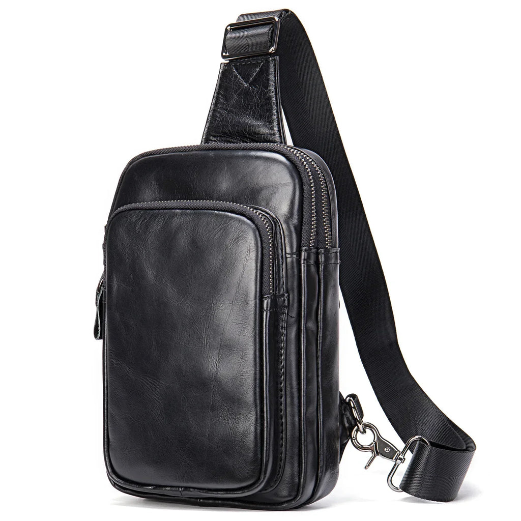 Sacoche bandoulière homme en cuir noir – Compacte et élégante