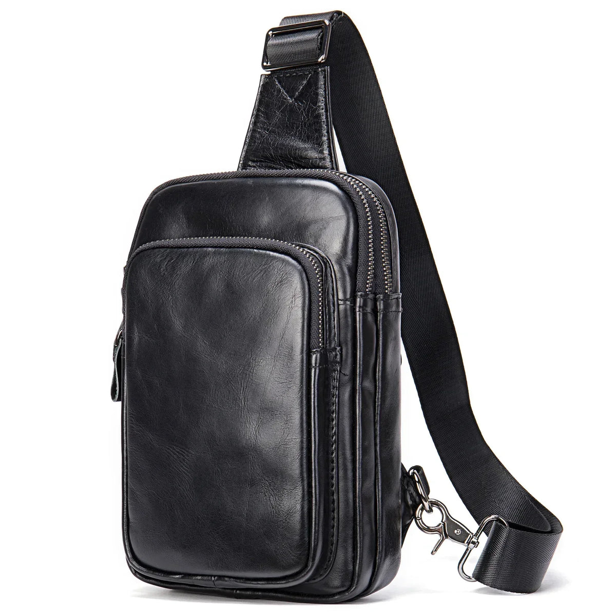 Sacoche bandoulière homme en cuir noir – Compacte et élégante