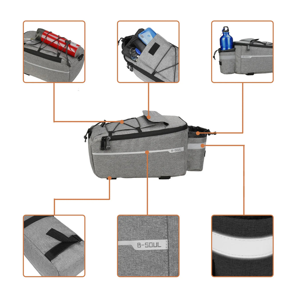 Electric folding rack bag for ground bikes, camel bag accessories, and rear seat bag for riding equipment