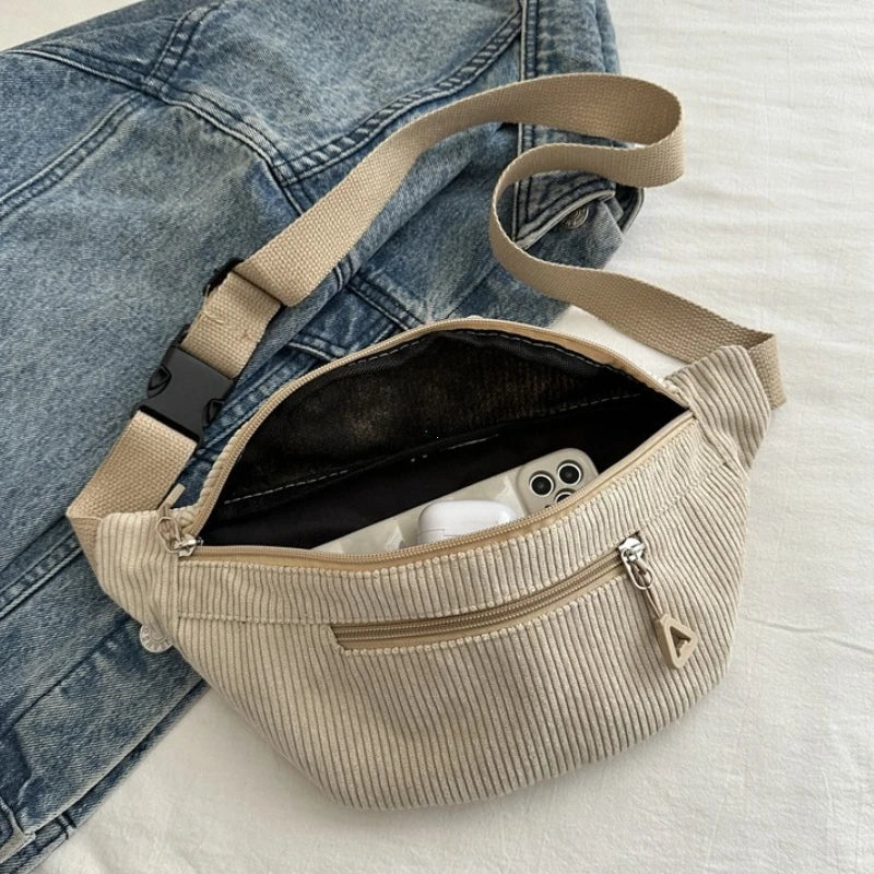 Sacoche Banane Femme Velours Côtelé - CÉLESTE