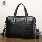 SCHLATUM Genuine Leather Crocodile Grain Briefcases Hard For Men 15.6 Inch Laptop Briefcase Bags Computer Bag Luxury Handbags
