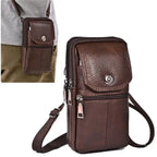2026 Men's Messenger Bag Cowhide Leather Bag Mobile Phone Pouch Men Wallet Small Travel Waist Bag Male Multi-Pockets Chest Bag