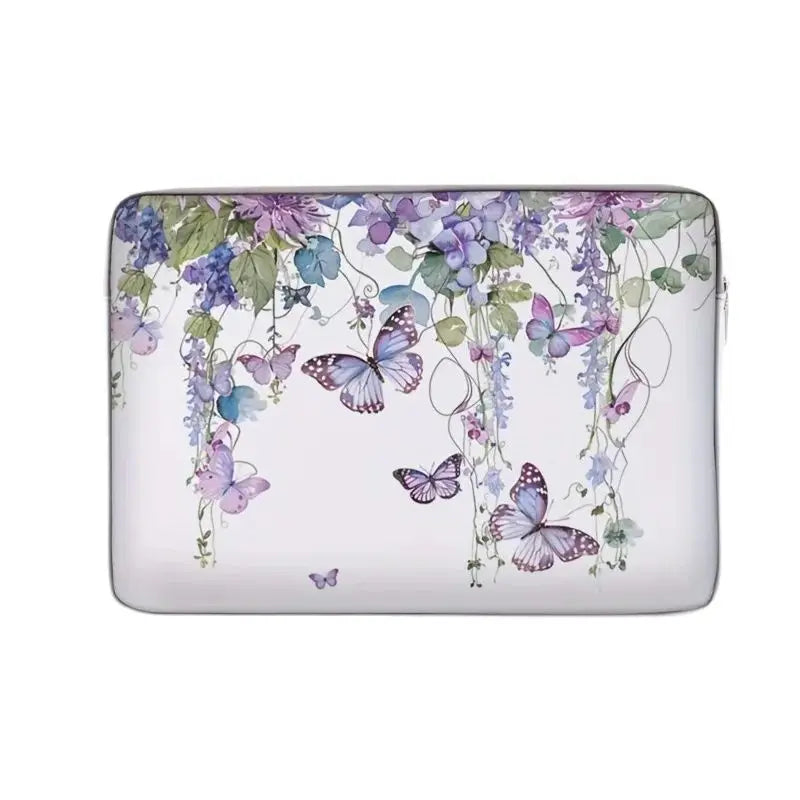 Sacoche Ordinateur Femme Motif Papillons Floral - VIOLETTE