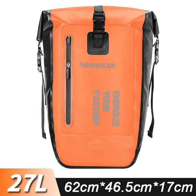 NEWBOLER  Bike Pannier Bag 27L Big Capacity Waterproof Rear Rack Black Travel Bicycle Bag Electric Bike Rear Seat Trunk Bag
