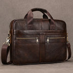 Luxury Brand Leather Men Laptop Bag 14 Inch Genuine Leather Business Bag Male Briefcases Work Tote With Strap Male Messenger Bag