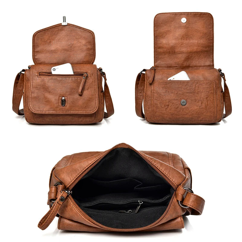 Vintage Soft Leather Femmels' Shoulder Bags Luxury Handbags Women's Packet New Designer Small Crossbody Bag 2024 Sac a Femme
