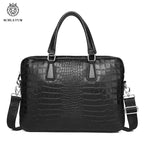 SCHLATUM Genuine Leather Crocodile Grain Briefcases Hard For Men 15.6 Inch Laptop Briefcase Bags Computer Bag Luxury Handbags