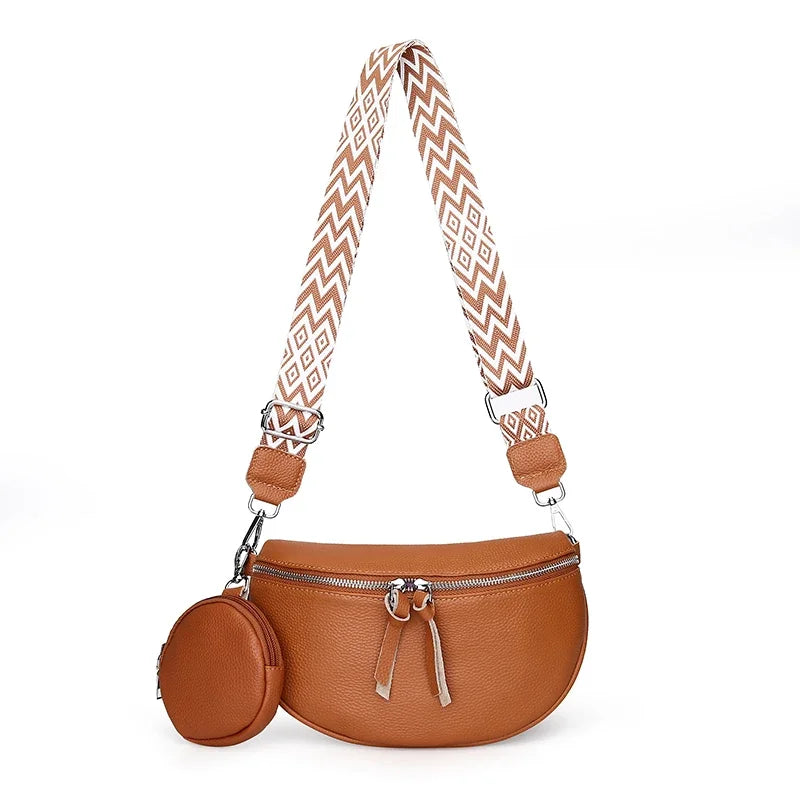 Sacoche Bandoulière Femme en Cuir Véritable avec Pochette | ÉLISE