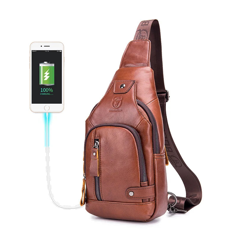 Sacoche Poitrine en Cuir avec Port USB - ROARKE