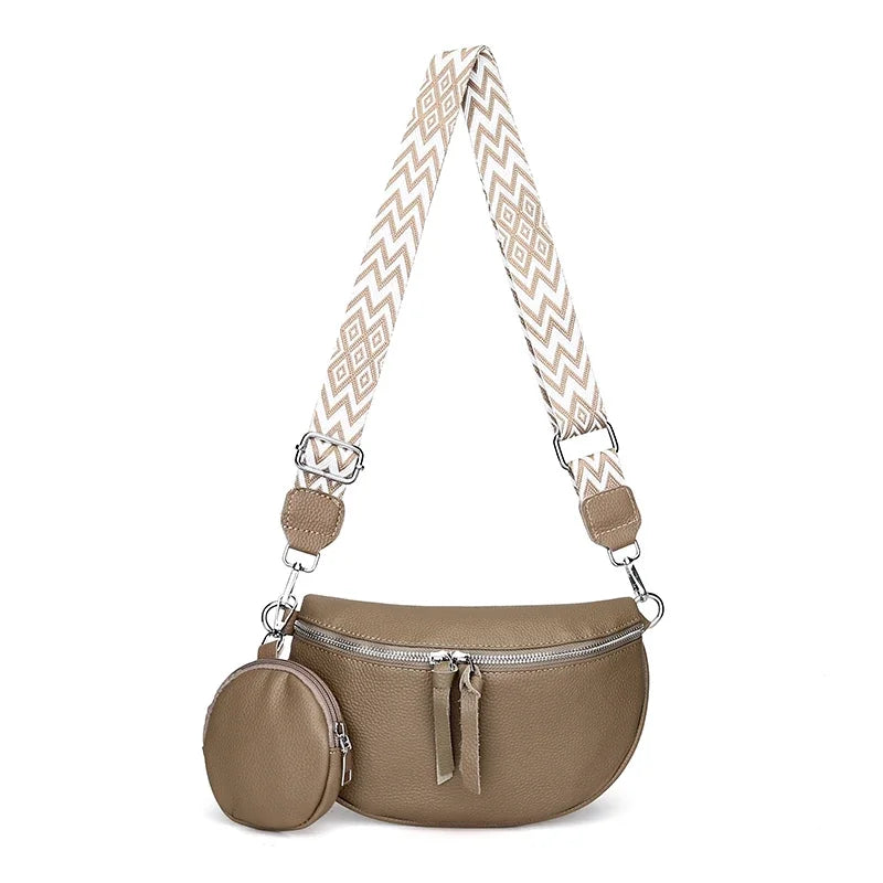 Sacoche Bandoulière Femme en Cuir Véritable avec Pochette | ÉLISE