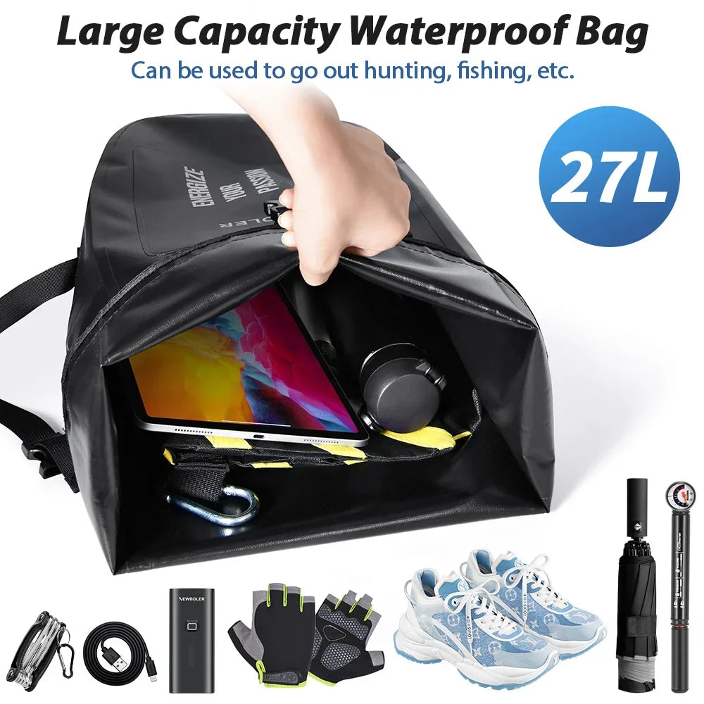 NEWBOLER  Bike Pannier Bag 27L Big Capacity Waterproof Rear Rack Black Travel Bicycle Bag Electric Bike Rear Seat Trunk Bag
