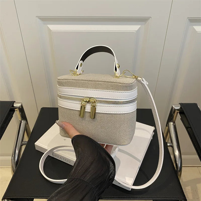 Vintage Fashion Patchwork Women's Bag 2026 Summer Newest Elegant Single Shoulder Trendy Box Handbag Crossbody Bags