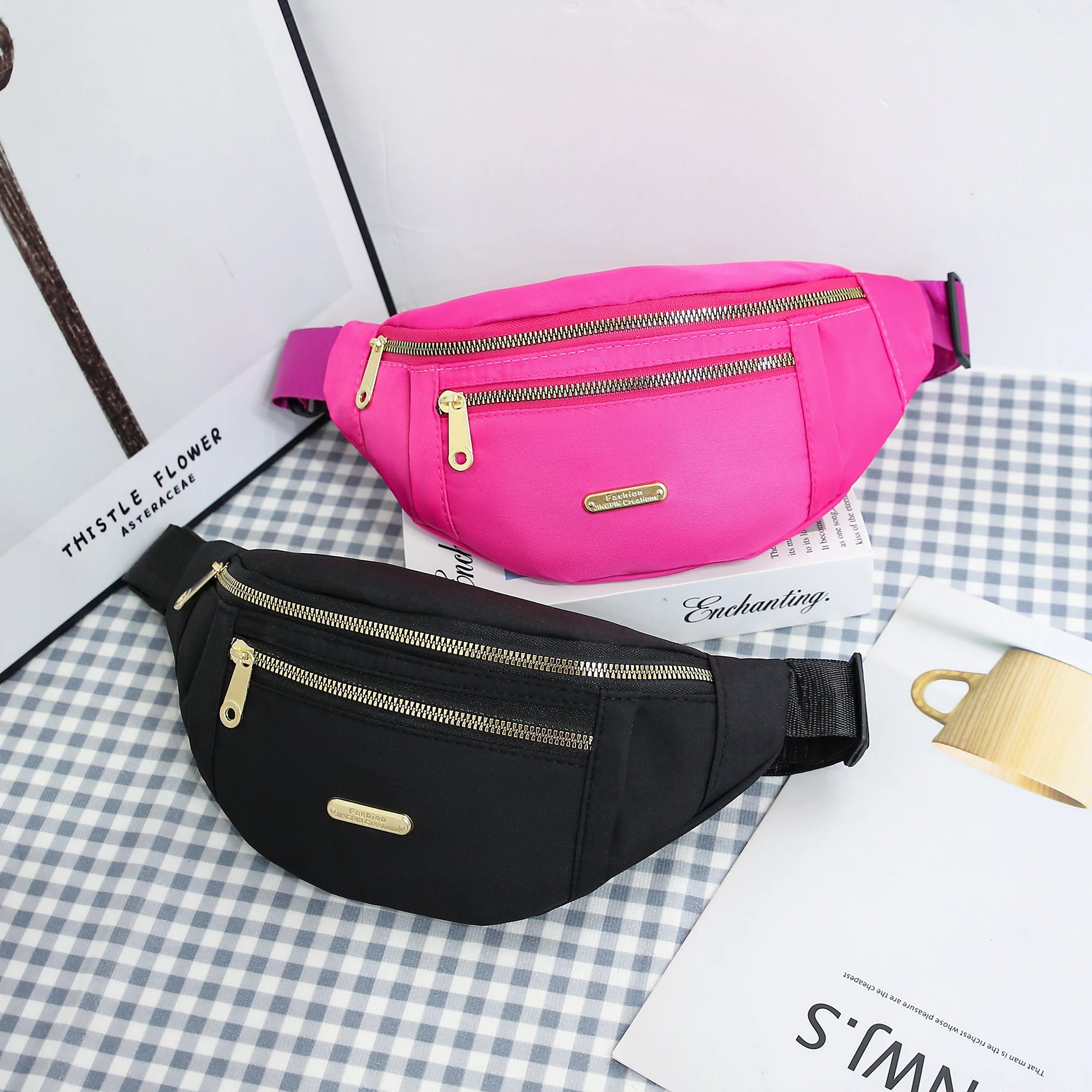 Sacoche Banane Zips Dorés Multipoche - ÉMILIE