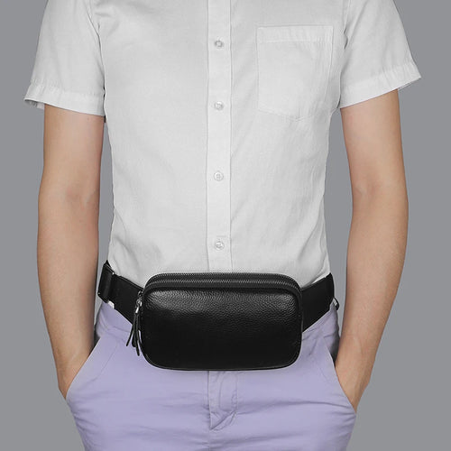 Sacoche Banane Cuir Noir Compacte - GASPARD