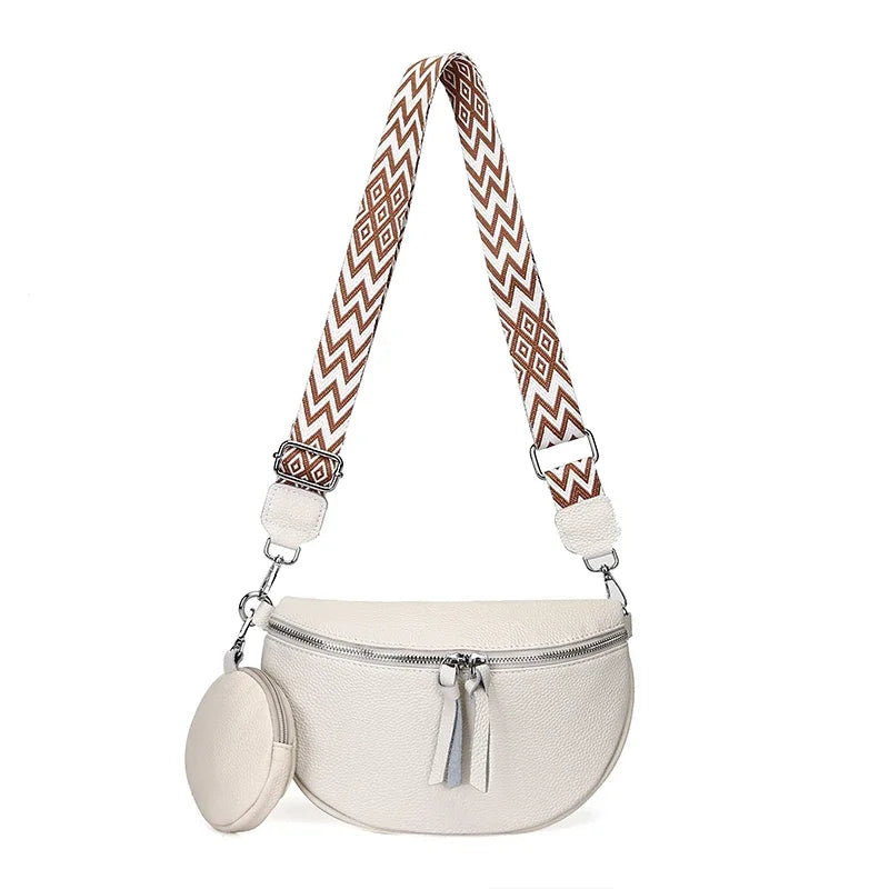 Sacoche Bandoulière Femme en Cuir Véritable avec Pochette | ÉLISE