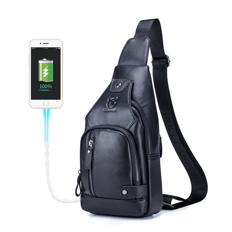 Sacoche Poitrine en Cuir avec Port USB - ROARKE