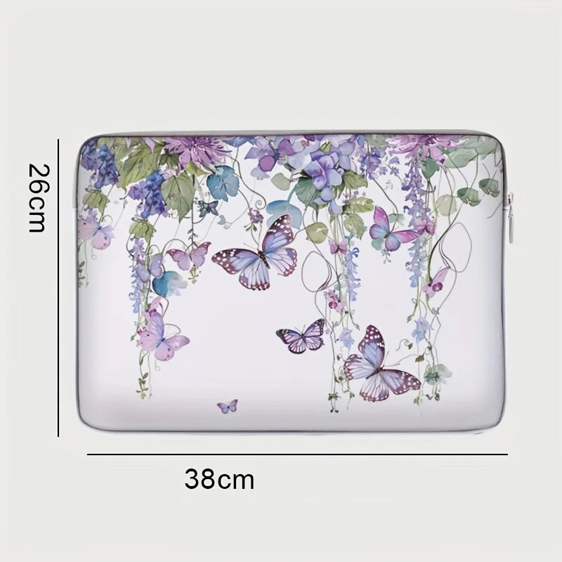 Sacoche Ordinateur Femme Motif Papillons Floral - VIOLETTE