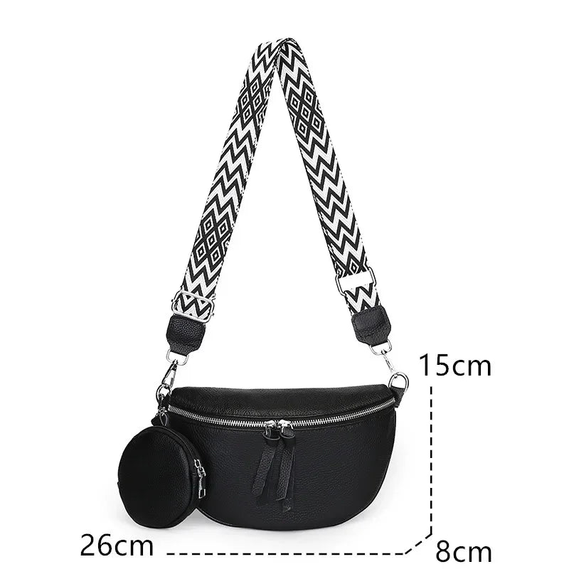 Sacoche Bandoulière Femme en Cuir Véritable avec Pochette | ÉLISE