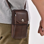 2026 Men's Messenger Bag Cowhide Leather Bag Mobile Phone Pouch Men Wallet Small Travel Waist Bag Male Multi-Pockets Chest Bag