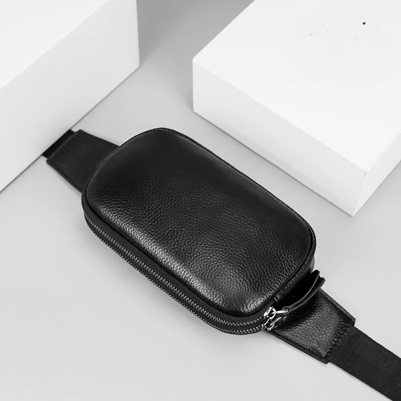 Sacoche Banane Cuir Noir Compacte - GASPARD