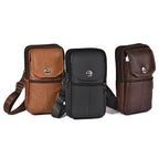 2026 Men's Messenger Bag Cowhide Leather Bag Mobile Phone Pouch Men Wallet Small Travel Waist Bag Male Multi-Pockets Chest Bag