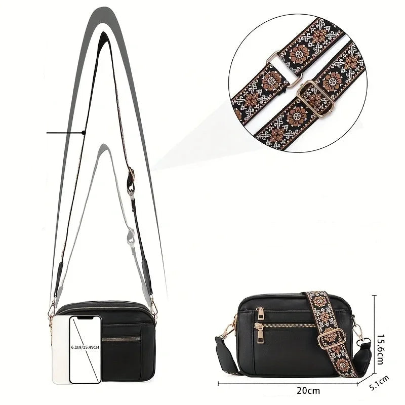 Sac Bandoulière Tendance Sangle Brodée  – NOÉMIE