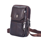 2026 Men's Messenger Bag Cowhide Leather Bag Mobile Phone Pouch Men Wallet Small Travel Waist Bag Male Multi-Pockets Chest Bag